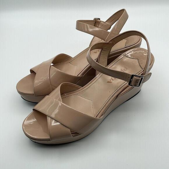 Prada - Platform WEdge Sandal - Cream Neutral - Size 41 or 8 - Picture 3 of 15